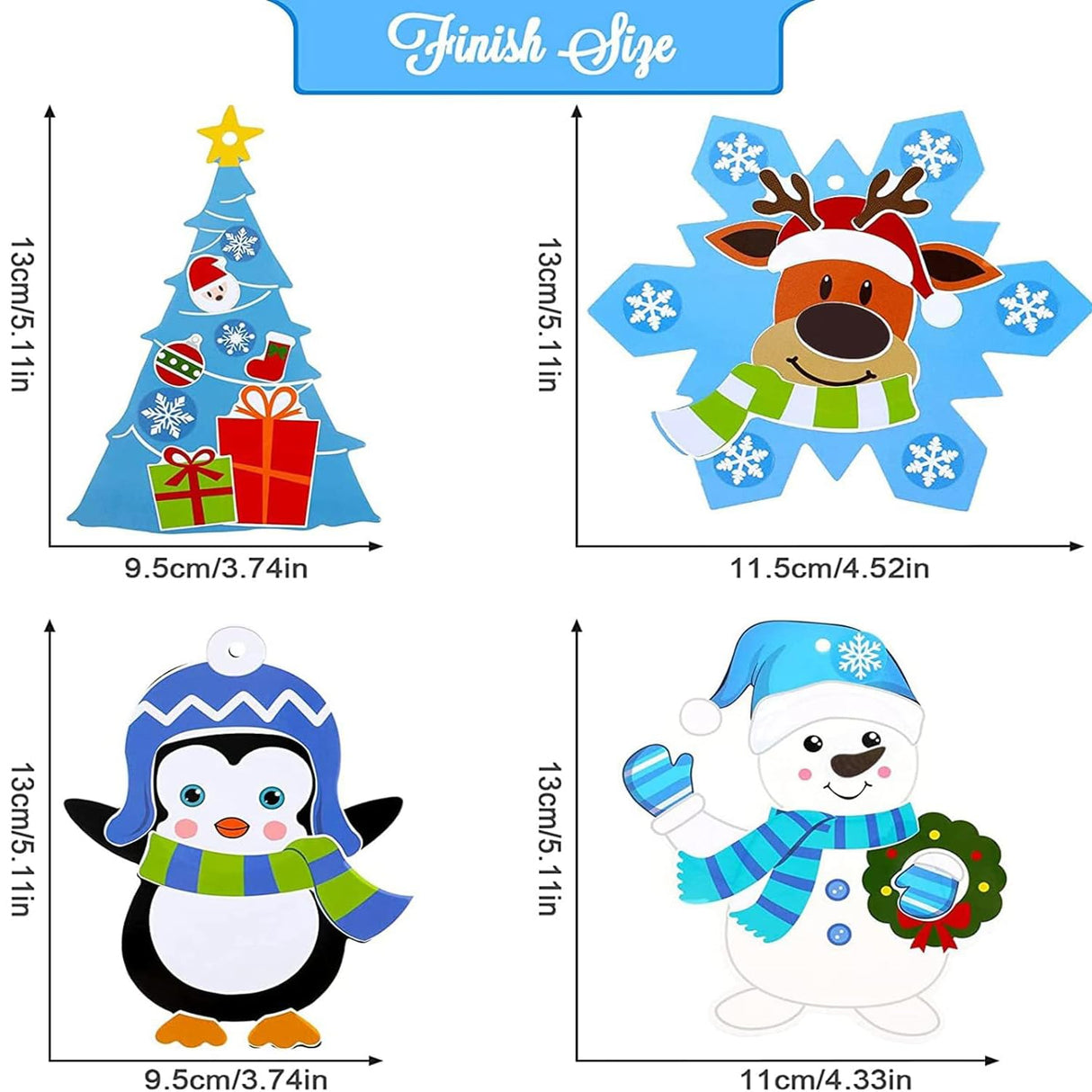 Civaner Christmas Crafts for Kids, Christmas Arts and Crafts DIY Xmas Tree Ornament Kit Make Your Own Xmas Craft Projects for Kids Ages 6-8 8-12, 4 Styles(24 Sets) Civaner