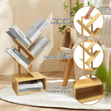 Bamboo 4 Tree Bookshelf Small Bookcase Free Standing Wood Bookcase for Narrow Space Modern Book Storage Rack for Books/Movies/CDs Narrow Display Rack for Living Room Home Office (Bamboo, 4-Tier) Sholramo