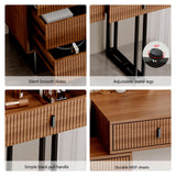 Ieejdn Vanity Desk with Mirror and Lights,Small Makeup Vanity with 5 Large Drawer, Makeup Desk with 3 Color Lighting Modes Adjustable Brightness,Dressing Table for Bedroom,Brown Ieejdn