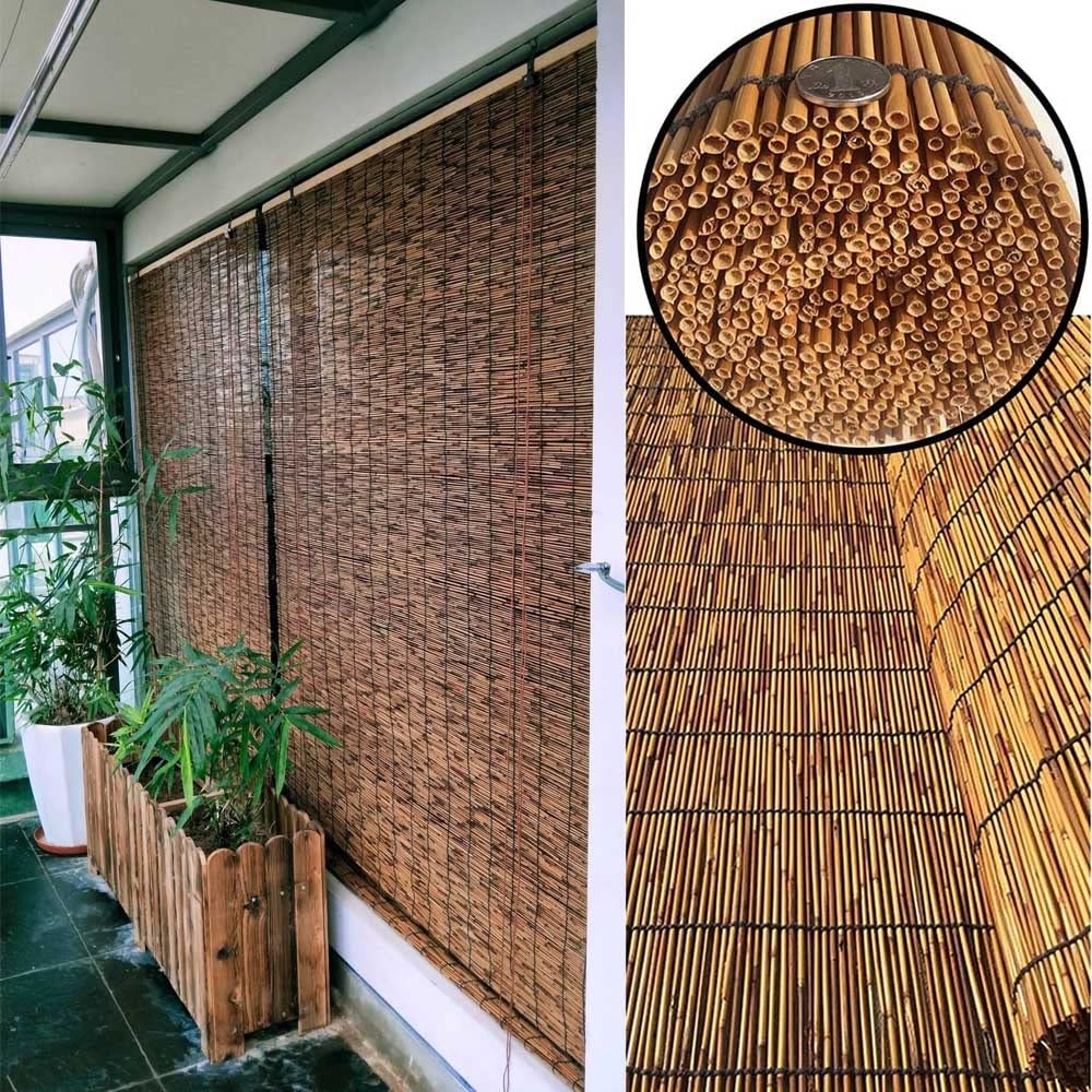 Bamboo Blinds for Patio Sunshades Reed Shade 24 30 34 36 38 40 42 48 56 60 66 Inch Wide Cordless Roman Shades Roller Shades Windows Reed Curtains Anti-UV Bamboo Shades (26.8x17.7x9in : 32" W x 48" H