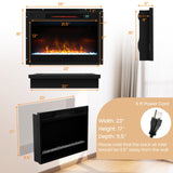 COSTWAY Electric Fireplace Inserts 23-inch Wide, 1500W Recessed Fireplace Insert with Remote Control, 6 Flame Colors, 5 Brightness, 8H Timer, Overheat Protection, Infrared Fireplace Heater for Indoor COSTWAY