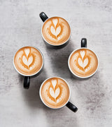 YHOSSEUN Porcelain Stackable Coffee Mug Set With Rack, Demitasse Cups with Espresso Spoons, 11 Oz For Coffee Drinks, Latte, Macchiato, Cafe Mocha Set of 4,Black YHOSSEUN