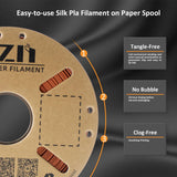 XZN Silk PLA Filament 1.75mm, Clog-Free, Metal-Like Shiny 3D Printer Filament 1kg Spool (2.2lbs), Neatly Wound, +/- 0.02mm Precision, Vacuum Packaging, Fit Most FDM Printer, Metallic Copper XZN