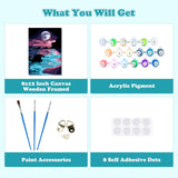 MOGTAA Moon Night Paint by Number Kit for Adults Beginners Framed, Adult Paint by Number Kits On Canvas, Easy Adults' Paint-by-Number Kits, DIY Seaside Oil Painting Kits for Home Decor, 8x12in MOGTAA