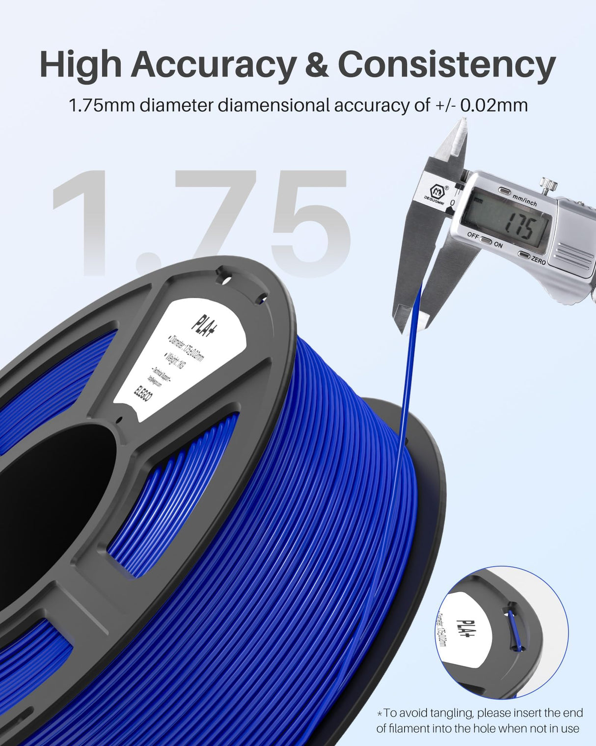 ELEGOO PLA+ Filament 1.75mm Black 1KG, High Toughness PLA Plus 3D Printer Filament Dimensional Accuracy +/- 0.02mm, 1kg Spool(2.2lbs) for Most FDM 3D Printers ELEGOO