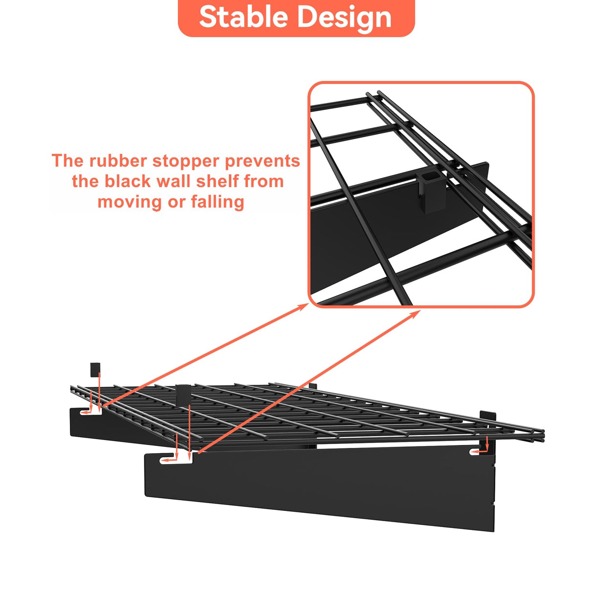 TORACK 2 Pack Garage Wall Shelves, 15" x 45" Wall Mounted Wire Shelves for Garage Heavy Duty Wall Shelving(Pack of 2, Black) TORACK
