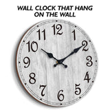 HYLANDA Wall Clock, Rustic Wall Clocks Battery Operated Silent Non Ticking, Country Round Wooden Clocks Farmhous Wall Decorative for Kitchen, Bathroom, Living Room (Gray 8 Inch) HYLANDA