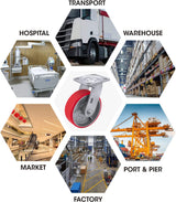 6"X 2" Heavy Duty Casters - Industrial Casters Polyurethane Caster with Strong Load-Bearing Capacity 5000 LB, Heavy Duty casters Set of 4, Widely Used in Furniture,WorkBrench,Tool Box(4 Swivel) SY America