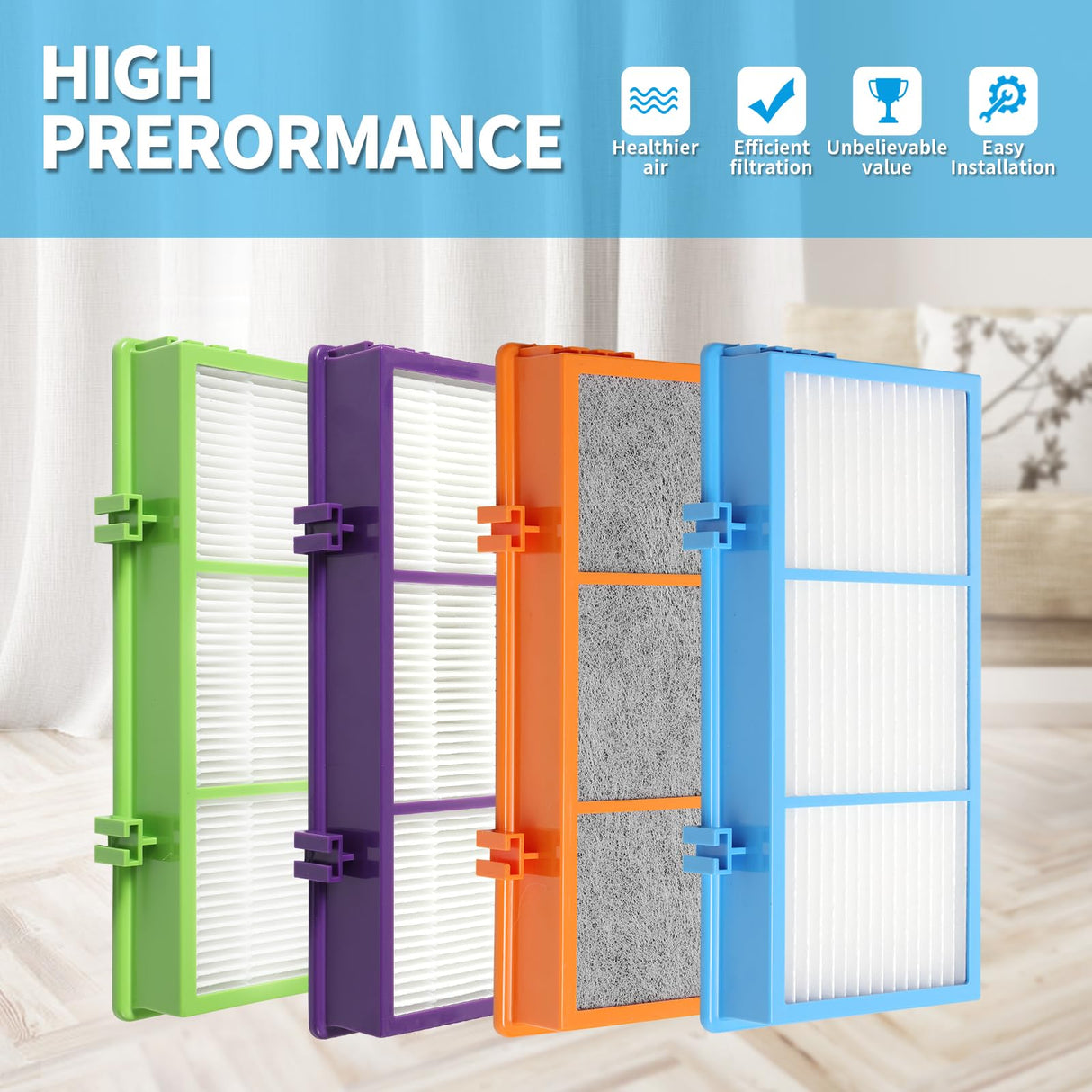DerBlue 4pcs Replacement HEPA Filters for Holmes AER1 Type Total Air Filter,for HAPF30AT andHAP242-NUC,Total Air Filter Replacement Filters for HAPF30AT DerBlue