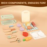 Pithfor Play Knife Set, Play Kitchen Accessories, Wooden Pretend Play Food Set Toys for Kids Toddlers, Gifts for 2 3 4 Years Old Girls Boys Pithfor