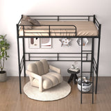 Giantex Metal Loft Bed Twin Size for Juniors & Adults, Loft Bed Frame with Ladder & Safety Guardrail, 61" Under-Bed Space, Space-Saving Twin Bed for Teens, No Box Spring Needed (Black) Giantex