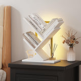 Qupui Tree Bookshelf with LED Lights, 3 Tier Floor Standing Bookcase, Classical Corner Shelf Kids Bookshelf, Tall Wood Book Storage for Bedroom, Living Room, Home Office, White Qupui