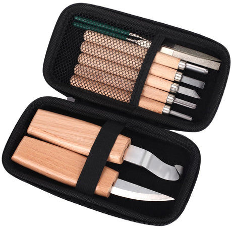 MILUOSONG Wood Carving Kit Box Wood Carving Tools Hand Carving Knife Set with hand Files for Wood,Model,Spoon,Pumpkin, Vegetables Carving Kit for Kids Adults Beginners Woodworking DIY MILUOSONG
