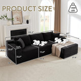 104 Inch Cloud Sectional Couch with L-Shape Chaise,Modern Upholstered Couches with Deep Seat,Corduroy Sponge Compressed Sofa for Living Room, Bedroom,No Assembly Required(Black) ZKJOLMN