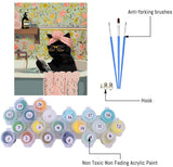 Black Cat Adult Paint by Number,Funny Bathing Cat Adults' Paint-by-Number Kits,DIY Acrylic Paint Kit for Adults Beginners Unframed,Easy Paint by Numbers Canvas for Decor 16x20inch Canrichshop