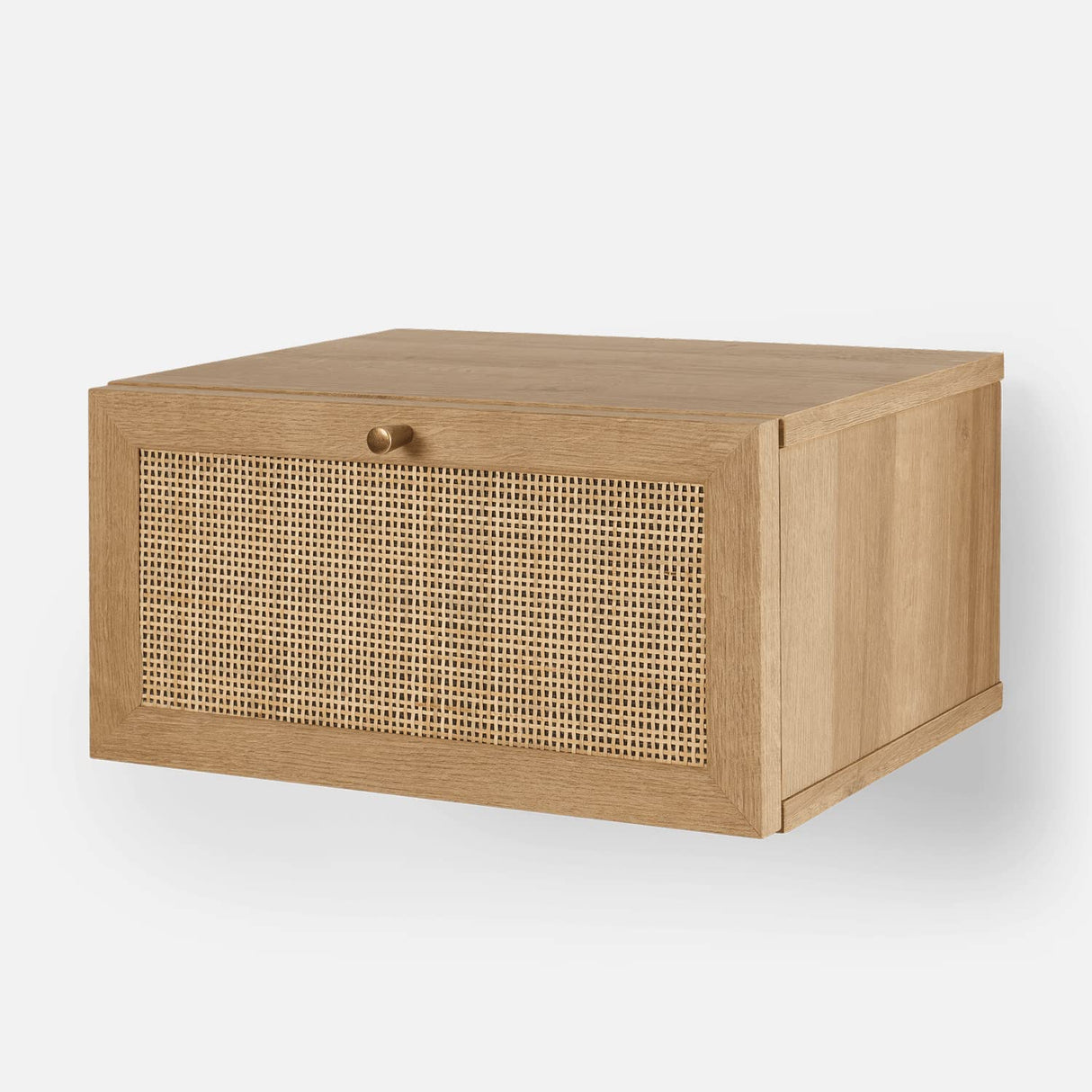 mopio Hannah Floating Nightstand, Natural Rattan Farmhouse Boho Wall Mounted Space Saving Bedside Tables, Nightstands, Drawer with Spacious Storage, for Bedroom, Living (Single) mopio