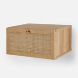 mopio Hannah Floating Nightstand, Natural Rattan Farmhouse Boho Wall Mounted Space Saving Bedside Tables, Nightstands, Drawer with Spacious Storage, for Bedroom, Living (Single) mopio