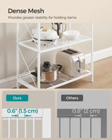 SONGMICS 5-Tier Metal Storage Rack, Shelving Unit with X Side Frames, Dense Mesh, 12.6 x 23.6 x 57.3 Inches, for Entryway, Kitchen, Living Room, Bathroom, Industrial Style, Cloud White UBSC165W01 SONGMICS
