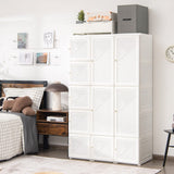 Tangkula Portable Closet Wardrobe, Foldable Clothes Organizer with Cubby Storage, Hanging Rods, Easy Assemble Clothing Storage with Magnet Doors, Folding Bedroom Armoire (10 Cubbies & 2 Rods) Tangkula