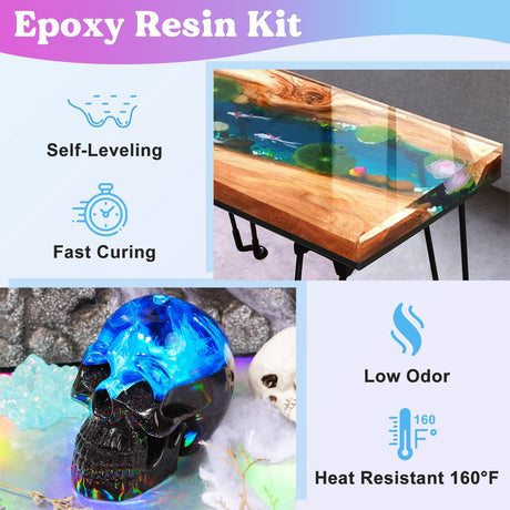Bundle Set of 1 Gallon Epoxy Resin with Color Pigment and 1.5 Gallon Resin Epoxy Kit LET'S RESIN