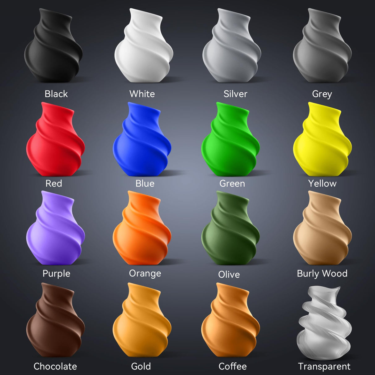 SUNLU PLA Plus Filament 16 Color Bundle Multicolor, PLA+ 3D Printer Filament 1.75mm, Mini Spool, Individually Vacuum Packed, 0.25kg per Spool, 4kg in Total, 16 Pack. SUNLU