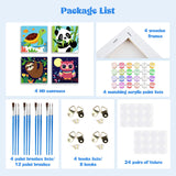 MXJSUA 4 Pack Framed Canvas Paint by Numbers for Kids Adults, Cute Pandas Paint by Numbers Kit for Children Beginners, DIY Acrylic Painting Craft Kits for Home Wall Decor, 8x8 inch MXJSUA