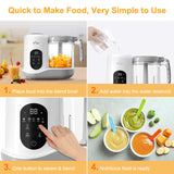 BEAR 2024 Baby Food Maker | One Step Baby Food Processor Steamer Puree Blender | Auto Cooking & Grinding | Baby Food Puree Maker with Self Cleans | Touch Screen Control, White Bar