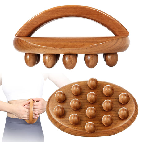 NXCYLW Wood Therapy Fascia Release Massage Tools, Manual Trigger Point Lymphatic Drainage Cellulite Massager, Wooden Massage Brush Gua Sha Body Sculpting Tool, Pain Relief and Body Shaping NXCYLW