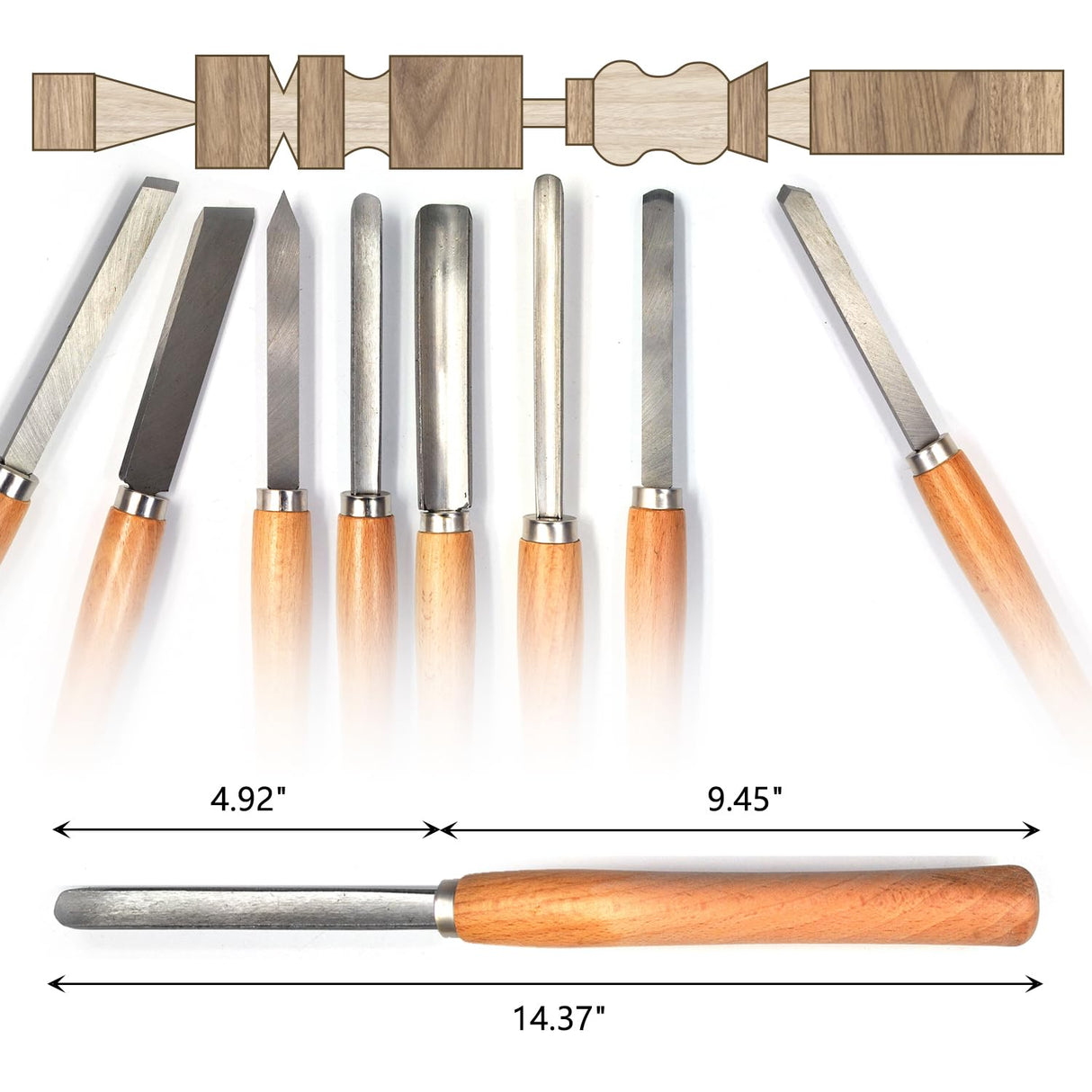 Professional Wood Turning Chisel Lathe Chisel Set with 2 Skew 1 Spear Point 1 Parting 1 Round Nose & 3 Gouge Tools,8 pcs Set, for Wood Job FlixGrdy