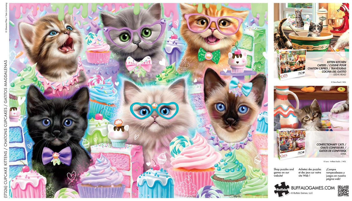 Buffalo Games - Sheena Pike - Cupcake Kittens - 750 Piece Jigsaw Puzzle for Adults -Challenging Puzzle Perfect for Game Nights - Finished Size is 24.00 x 18.00 Buffalo Games