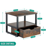 jarrvz Modern 2 Tier Printer Stand Retro Brown Printer Desk with Sliding Storage Drawer Printer Stand Rolling Cart Rack for Fax Machine, Scanner Office and Home Storage Rack, Retro Brown jarrvz