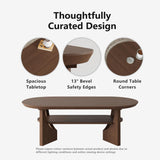 Vitalikus Mid Century Modern Coffee Table, 47" Oval Wood Coffee Tables for Living Room, 2 Tier Curved Round Center Table with Storage Shelf & Sturdy Base, Minimalist Retro Tea Tables, Walnut Vitalikus