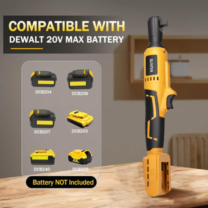 3/8" Cordless Ratchet Wrench Compatible With Dewalt 20V MAX Battery, 74Ft-Lbs Brushless Motor Power Ratchet Wrench with 1/4" Adapter, Power Electric Ratchet drive (Tool Only) - WoodArtSupply