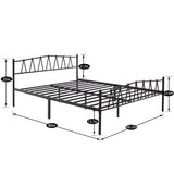 VECELO Queen Size Bed Frame, Bohemian Style Headboard,Queen Platform Mattress Base/Underbed Storage Space/No Box Spring Needed, Heavy Duty Bed Frame, Black VECELO