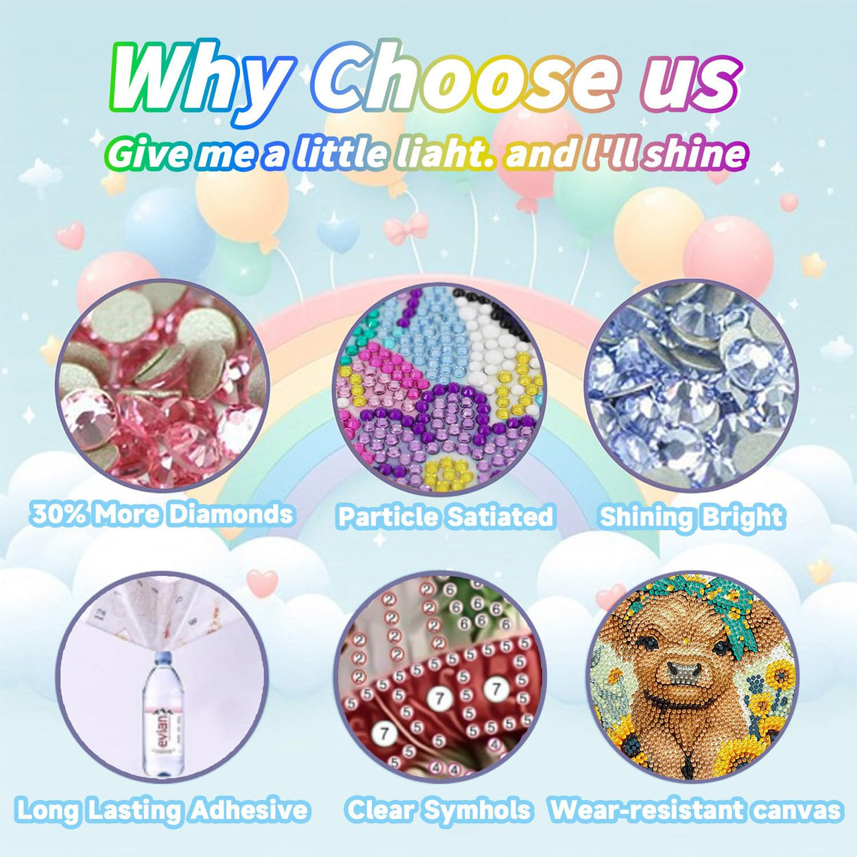 WEMEON Cow Diamond Art Painting Kits for Kids with Frame,Animal Diamond Art for Kids Ages 4-8-12,Package for Gift and Home Wall Decor(7x7inch) WEMEON