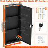 31.5" Tall Wall Safes Between the Studs with 2 Removable Shelf, Lockable Hidden Safe Box with 50 Hooks for Keys Jewellery, in Wall Safe for Money Medicines Valuables GUVELI
