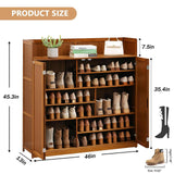 Shoe Cabinet, Bamboo Shoe Storage Cabinet with Doors, 7 Tier Freestanding Shoes Heels Sneakers Shoe Rack Shelf for 36-40 Pairs, Entryway Shoe Cabinet with Drawers for Hallway Office Living Room sasygfi