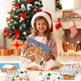 VABAMNA Christmas Party Favor for Kids - 30 Sheets Make a Gingerbread House DIY Craft Stickers Scenes for Xmas Holiday Activity Party Game Supplies, 15 Sets VABAMNA