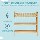Dream On Me Emily Changing Table In Natural, Comes With 1" Changing Pad, Features Two Shelves, Portable Changing Station, Made Of Sustainable New Zealand Pinewood Dream On Me