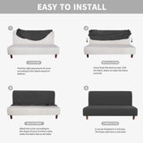 Easy-Going 100% Waterproof Armless Sofa Cover for Futon Couch, Stretch Jacquard Leakproof Furniture Protector for Kids, Pets, Dog and Cat (Dark Gray) Easy-Going