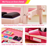 FUNLIO Kids Art Easel, 3 Height Adjustable for Kids Aged 2-8, Toddler Easel with Paper Roll, Anti-Warp & Magnetic Chalkboard/Whiteboard, All-in-One Standing Easel with Erasable Frame (Pink) FUNLIO