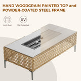 Grand patio 15-Piece Patio Furniture Set with 47" Fire Pit Table, Outdoor Conversation Set & 50,000 BTU 47 Inch Rectangle Propane Fire Pit & Storage Box with Water Resistant Thick Cushions, Cream Grand patio