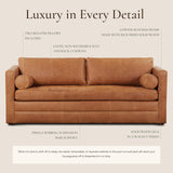 Poly & Bark Napa 82" Leather Pull‑Out Sleeper Sofa – Full‑Grain Italian Leather Upholstery,Tri‑Layer Mattress & Storage Console –Sophisticated Multi‑Functional Sofa Bed for Living Rooms & Guest Spaces POLY & BARK