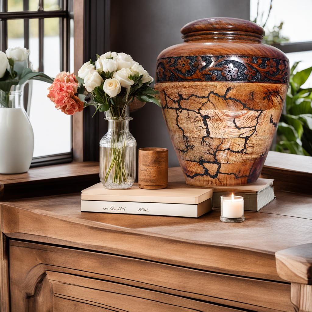 Best Urn for Human Ashes Large Wooden urn for Cremation Adult urn Box for Ashes Personalized Wooden urn Burial urn for Funeral Wood Box (Small Hold up to 60 LBS, No Personalized) Emporium Crafts