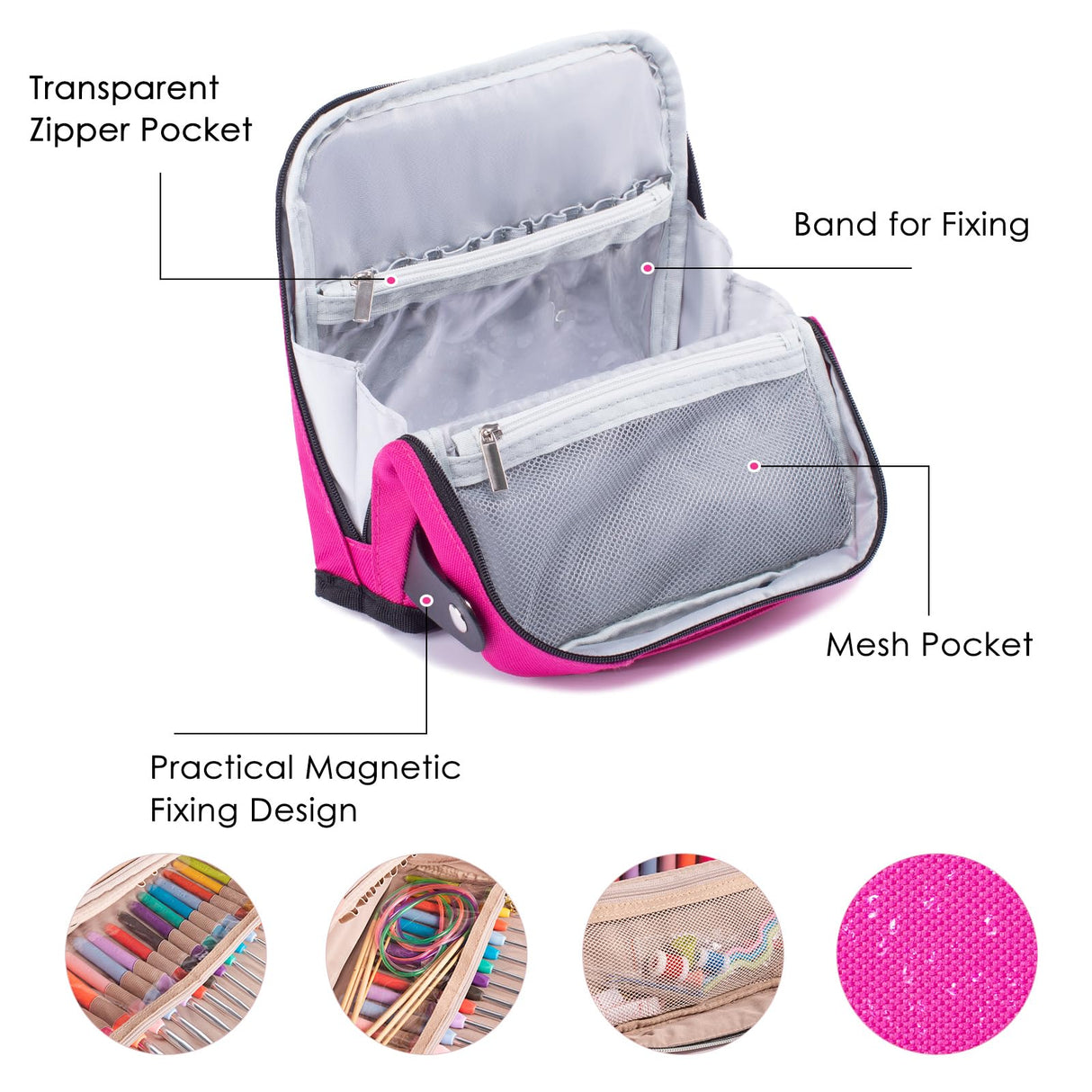 MYBAGZING Crochet Hook Case Empty - Crochet Hook Organizer Case Stand Up Unique Design -Corchet Organizer - Crochet Hook Holder for Knitting & Crochet Supplies - Knitting Accessories (Case Only) MYBAGZING