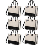 yeload 6 Pieces Canvas Tote Bags with Handles Shoulder Strap - Black and White Blank Sublimation Tote Bags for Women, Bridesmaids, and Daily Use - Bulk Zipper Tote Bags for DIY Crafts and Gifts yeload