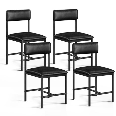 DWVO Dining Room Chairs Set of 4 Black Upholstered Dining Chairs Modern Kitchen Chairs Faux Leather Restaurant Chairs with Metal Legs for Living Room Kitchen and Dining Room 4 Pack Black DWVO