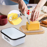 LANDNEOO Butter Dish with Lid and Butter Curler Knife - Unbreakable Stainless Steel Keeper Container with Double Silicone Sealing, for Kitchen Farmhouse Decor LANDNEOO