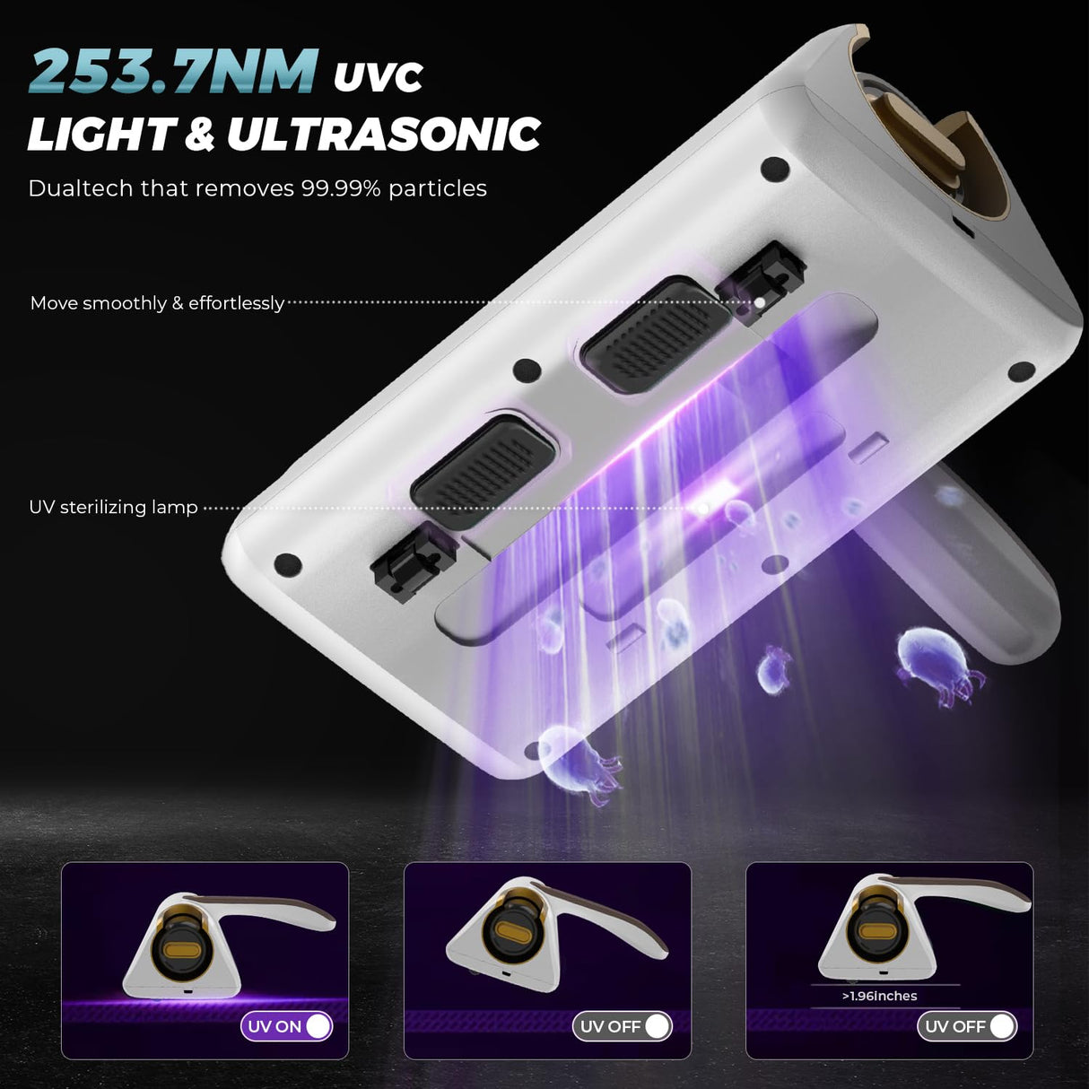 Mattress Vacuum Cleaner, UV Bed Vacuum Cleaner, 12KPa Powerful Suction with Hepa Filter for Dust, Pet Hair Handheld Mattress Deep Cleaner Effectively Clean Up Bed, Pillows, Cloth Sofas, Carpets MS.Tranquil