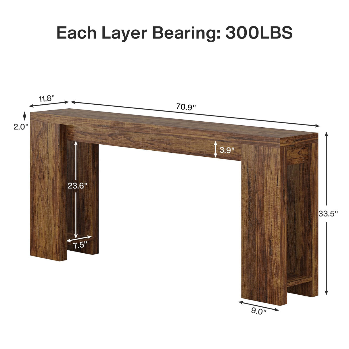 Tribesigns 70.9-Inch Extra Long Console Table, Farmhouse Wood Sofa Table Behind Couch, Narrow Entryway Accent Table for Living Room, Hallway, Entrance, Foyer, Dark Brown Tribesigns